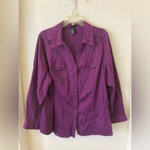Plus Sized Women’s Lane Bryant Purple Long Sleeved Casual Shirt